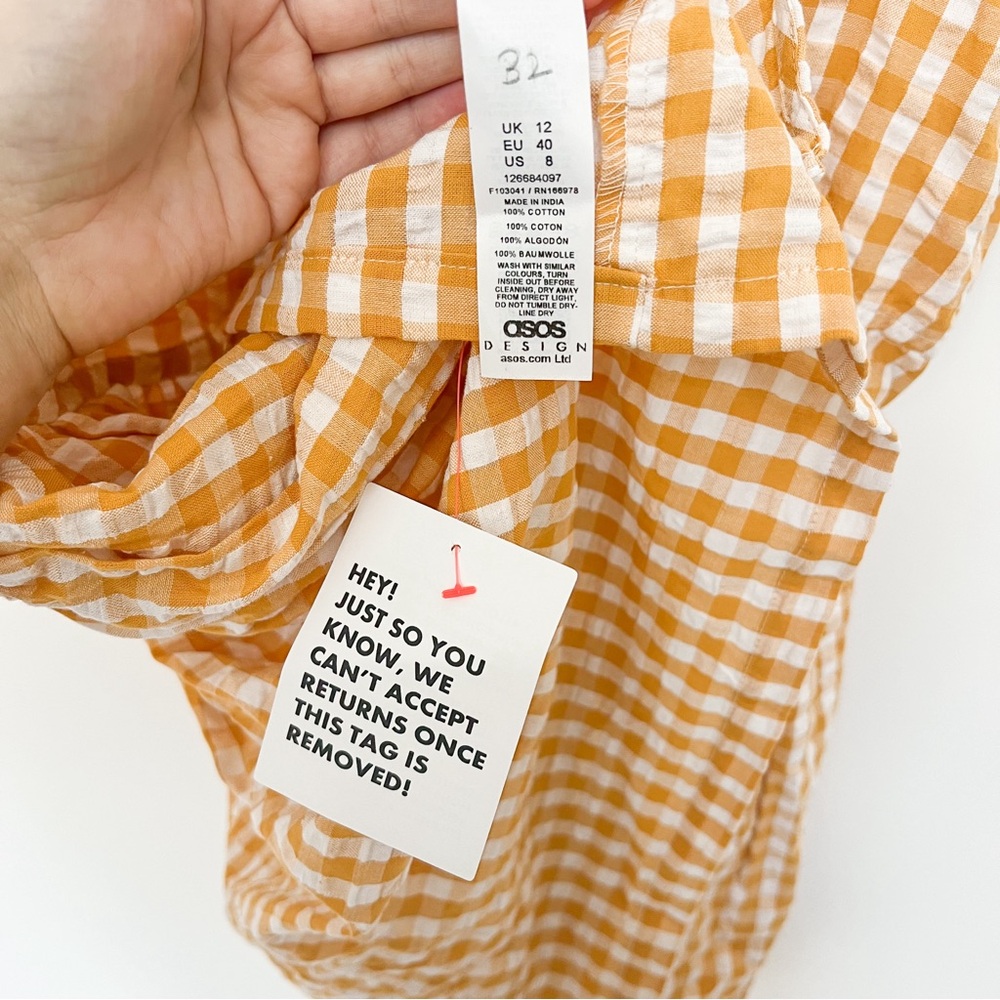 ASOS Romper Mustard Yellow Gingham - Picture 14 of 14